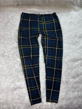 Blue plaid leggings